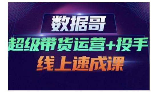 数据哥·超级带货运营 投手线上速成课，快速提升运营和熟悉学会投手技巧-搞钱帮
