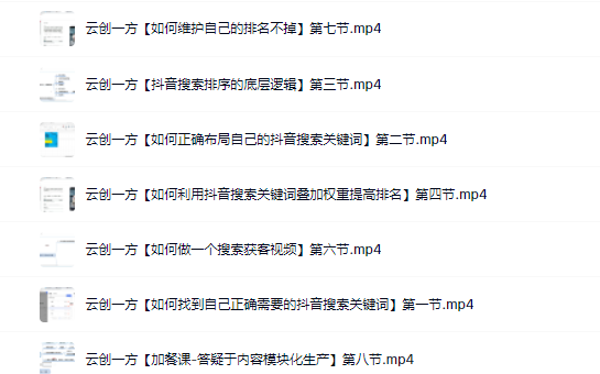 云创一方2022抖音SEO系列课程，教你如何快速上抖音搜索排名第一-搞钱帮