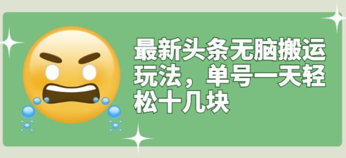 最新头条无脑搬运玩法，单号一天轻松十几块【视频教程 搬运软件】-搞钱帮