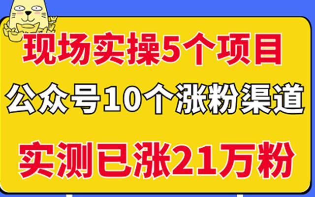 现场实操5个公众号项目，10个涨粉渠道，实测已涨21万粉！-搞钱帮