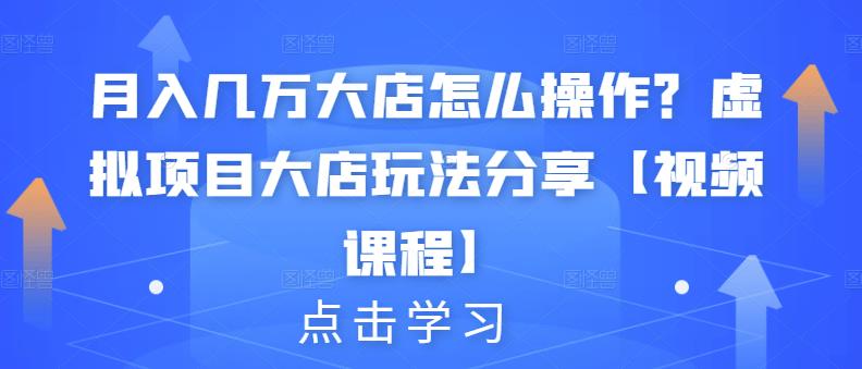 月入几万大店怎么操作？虚拟项目大店玩法分享【视频课程】-搞钱帮