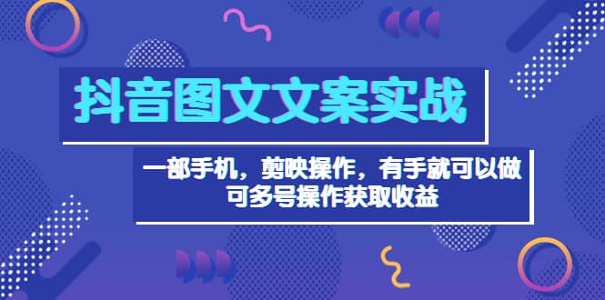 抖音图文毒文案实战：一部手机 剪映操作 有手就能做，单号日入几十 可多号-搞钱帮