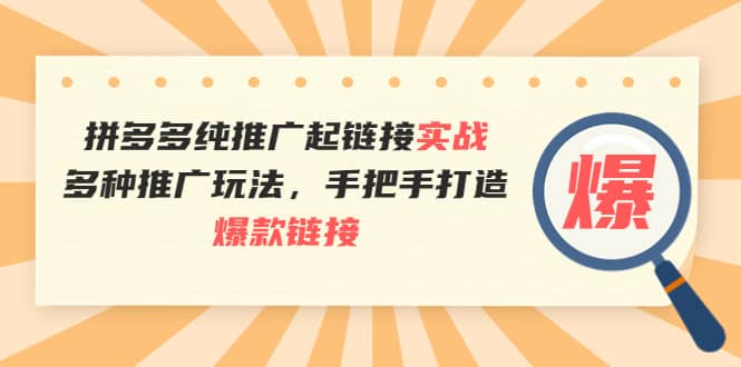 拼多多纯推广起链接实战：多种推广玩法，手把手打造爆款链接-搞钱帮