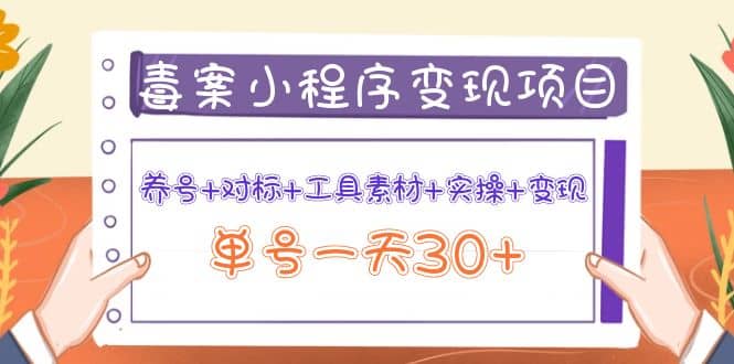 毒案小程序变现项目：养号 对标 工具素材 实操 变现-搞钱帮