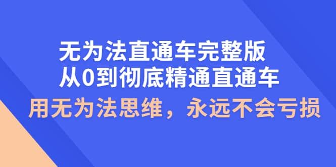 无为法直通车完整版：从0到彻底精通直通车，用无为法思维，永远不会亏损-搞钱帮