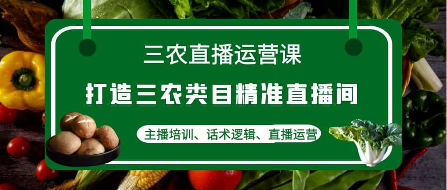三农直播运营课：打造三农类目精准直播间，主播培训、话术逻辑、直播运营-搞钱帮