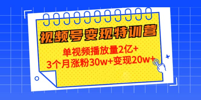 20天视频号变现特训营：单视频播放量2亿-搞钱帮