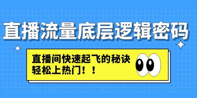 直播流量底层逻辑密码：直播间快速起飞的秘诀，轻松上热门-搞钱帮