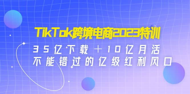 TikTok跨境电商2023特训：35亿下载＋10亿月活，不能错过的亿级红利风口-搞钱帮