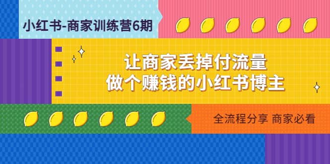 小红书-商家训练营12期：让商家丢掉付流量-搞钱帮