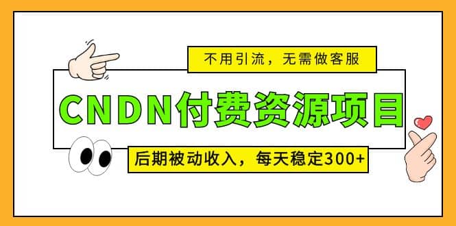 CNDN付费资源项目，不用引流，无需做客服，后期被动收入-搞钱帮