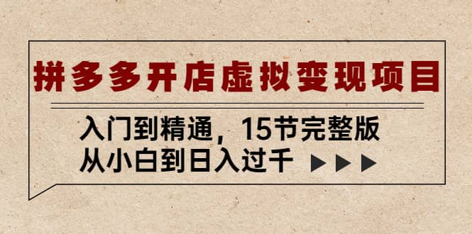 拼多多开店虚拟变现项目：入门到精通（15节完整版）-搞钱帮