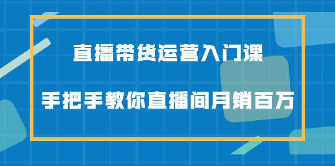 直播带货运营入门课，手把手教你直播间月销百万-搞钱帮