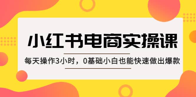 小红书·电商实操课：每天操作3小时，0基础小白也能快速做出爆款-搞钱帮