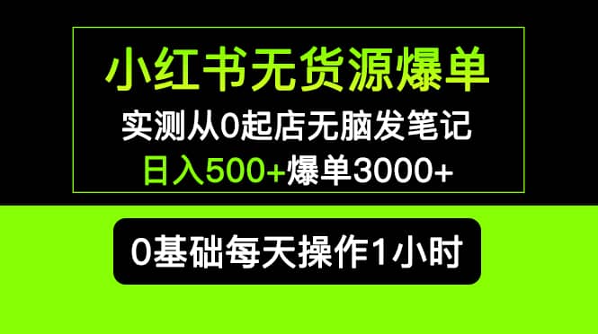 小红书无货源爆单 实测从0起店无脑发笔记爆单3000 长期项目可多店-搞钱帮