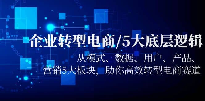 企业转型电商/5大底层逻辑，从模式 数据 用户 产品 营销5大板块，高效转型-搞钱帮