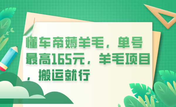 懂车帝薅羊毛，单号最高165元，羊毛项目，搬运就行-搞钱帮