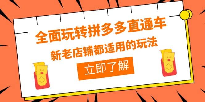 全面玩转拼多多直通车，新老店铺都适用的玩法（12节精华课）-搞钱帮