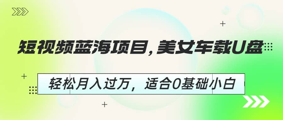 短视频蓝海项目，美女车载U盘，轻松月入过万，适合0基础小白-搞钱帮