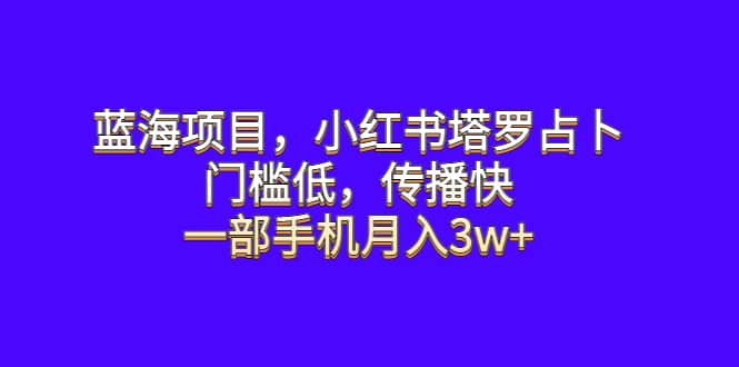 蓝海项目，小红书塔罗占卜，门槛低，传播快，一部手机月入3w-搞钱帮
