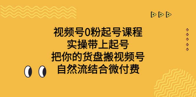 视频号0粉起号课程 实操带上起号 把你的货盘搬视频号 自然流结合微付费-搞钱帮