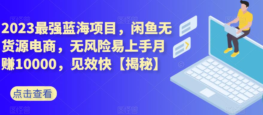 2023最强蓝海项目，闲鱼无货源电商，无风险易上手月赚10000，见效快【揭秘】-搞钱帮