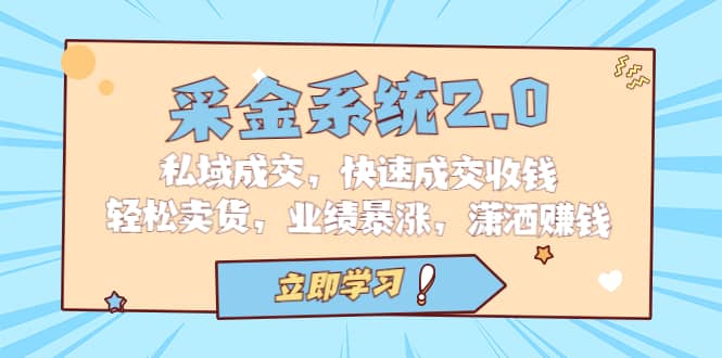 采金 系统2.0，私域成交，快速成交收钱，轻松卖货，业绩暴涨，潇洒赚钱-搞钱帮