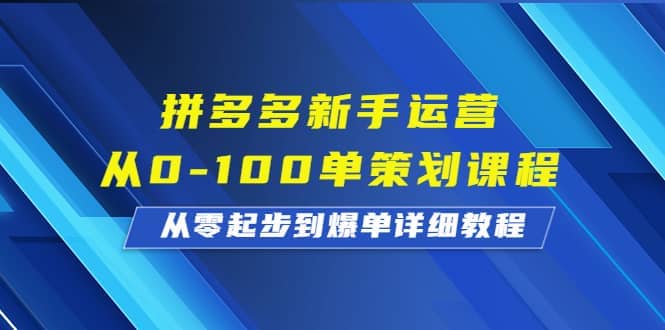 拼多多新手运营从0-100单策划课程，从零起步到爆单详细教程-搞钱帮