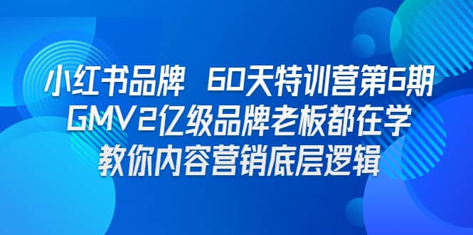 小红书品牌 60天特训营第6期 GMV2亿级品牌老板都在学 教你内容营销底层逻辑-搞钱帮