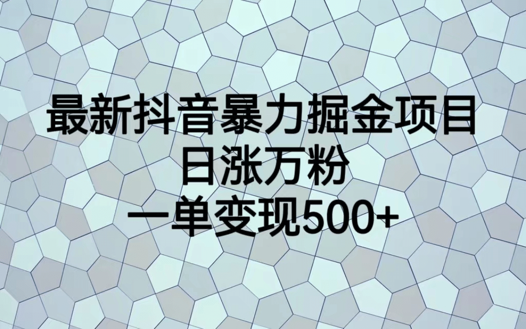 最火热的抖音暴力掘金项目，日涨万粉，多种变现方式，一单变现可达500-搞钱帮