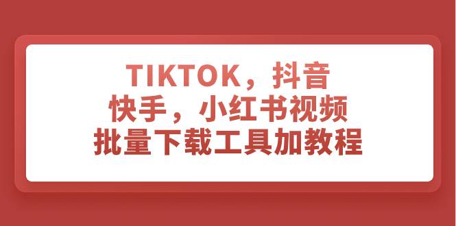 TIKTOK，抖音，快手，小红书视频批量下载工具加教程-搞钱帮