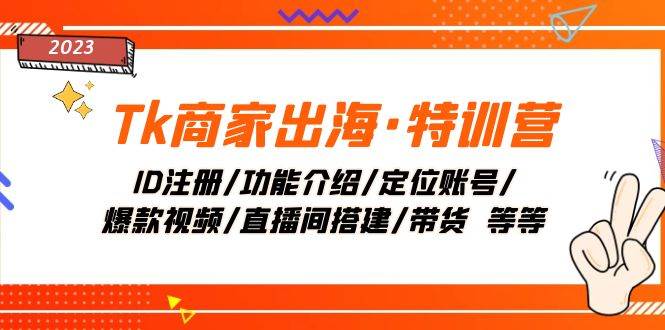 Tk商家出海·特训营：ID注册/功能介绍/定位账号/爆款视频/直播间搭建/带货-搞钱帮